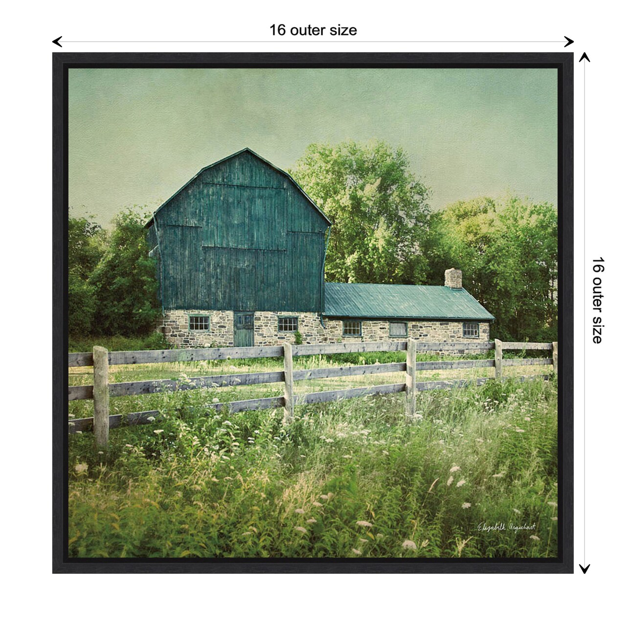 Blissful Country III (Barn) by Elizabeth Urquhart Canvas Wall Art Print Framed